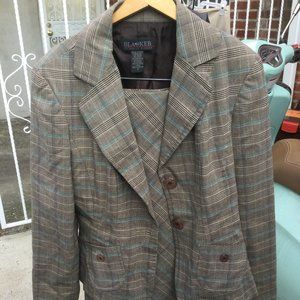 Tartan Brown and Blue Jacket and Skirt